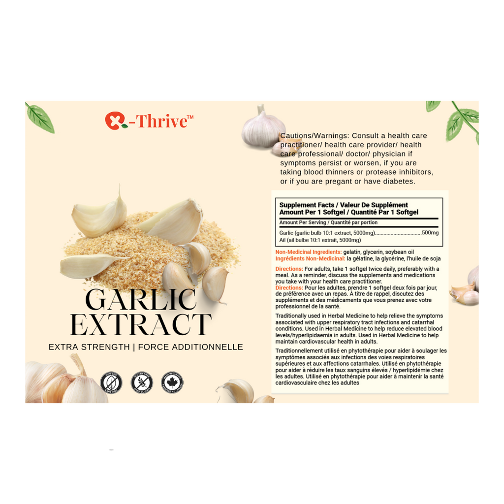 X-Thrive Garlic Extract 5000mg 200 tablets Supplement for Cardiovascular Health, Upper Respiratory Tract Infections, Blood Lipid Levels
