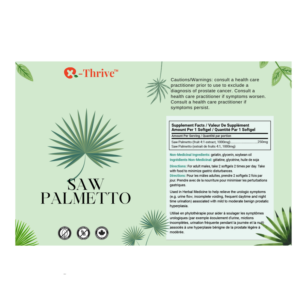 X-Thrive Saw Palmetto 1000mg 90 tablets Health Supplement for Male, Urologic Symptoms, Urinary Tract Functions, DHT Levels, Benign Prostatic Hyperplasia, Prostate Health, Hair Loss Control, Vitality