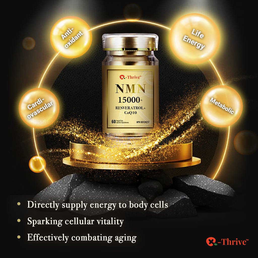 X-Thrive NMN15000 & Resveratrol & CoQ10 Nicotinamide Mononucleotide 99% Purity for Improved Metabolic Function, Cardiovascular Health, Enhanced Cognitive Function