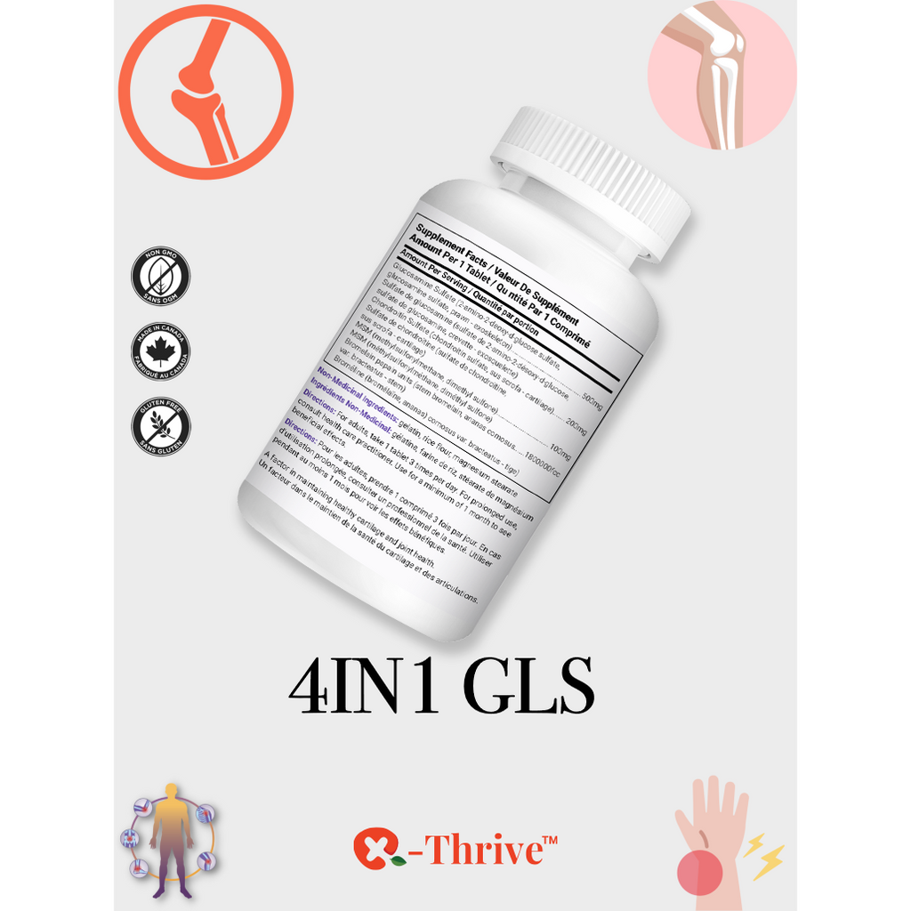 X-Thrive 4-in-1 GLS 875mg 150 tablets Health Supplement for Joint Pain Relief, Osteoarthritis Conditions, Bone Health, Cartilages, Arthrosis, Natural Bone Support